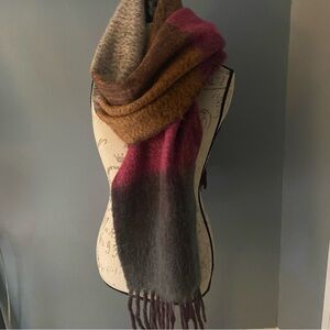 Rising Tide Winter Scarf  Boho Acrylic Soft Cozy 16x72 Multicolor Fringe India